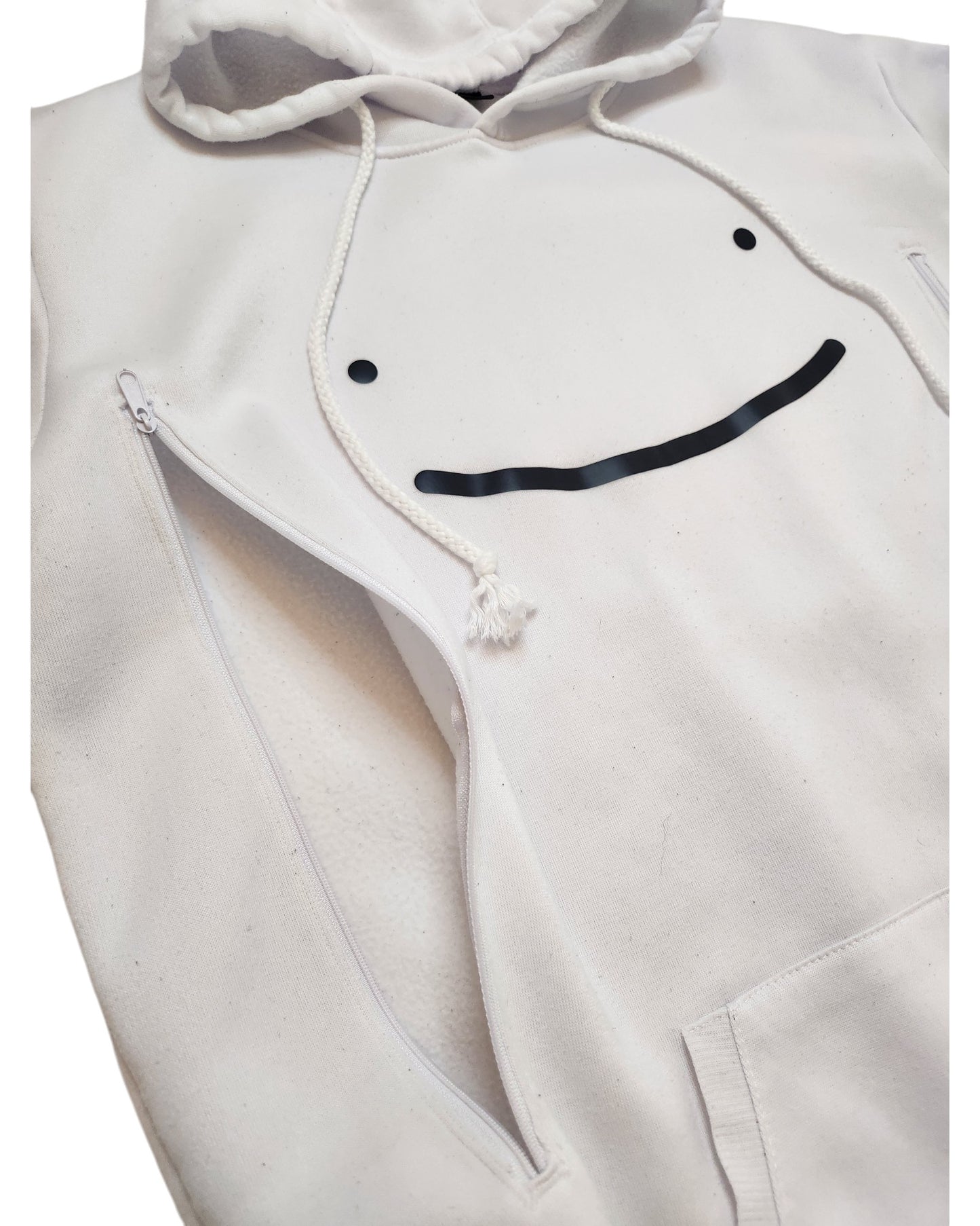 Upcycled Breastfeeding White Smile Hoodie XL
