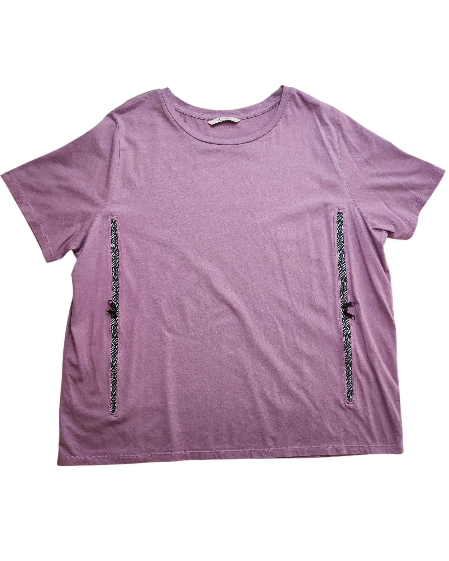 Upcycled Breastfeeding (Nursing) & Pumping Mauve Zebra t-shirt UK20