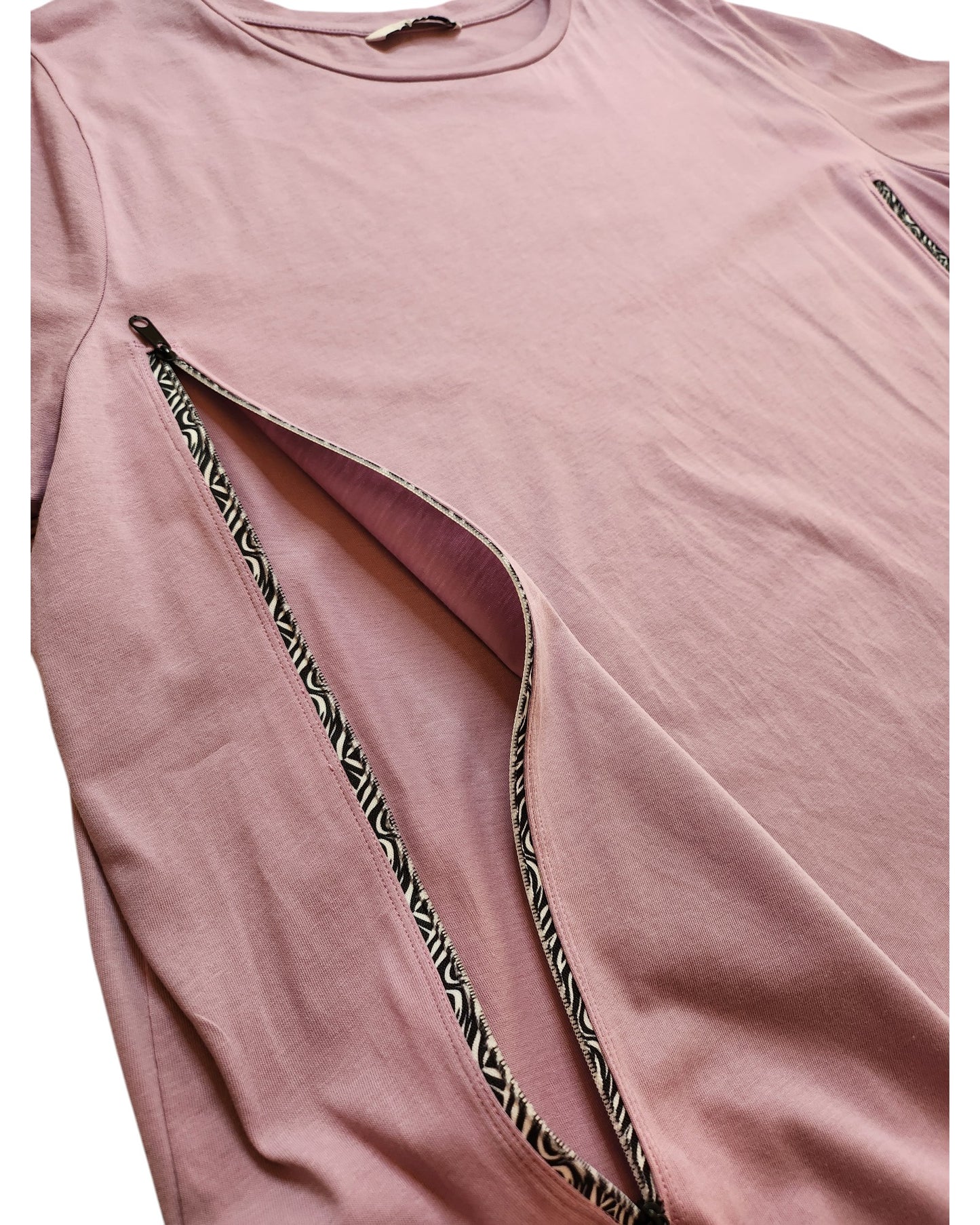 Upcycled Breastfeeding (Nursing) & Pumping Mauve Zebra t-shirt UK20