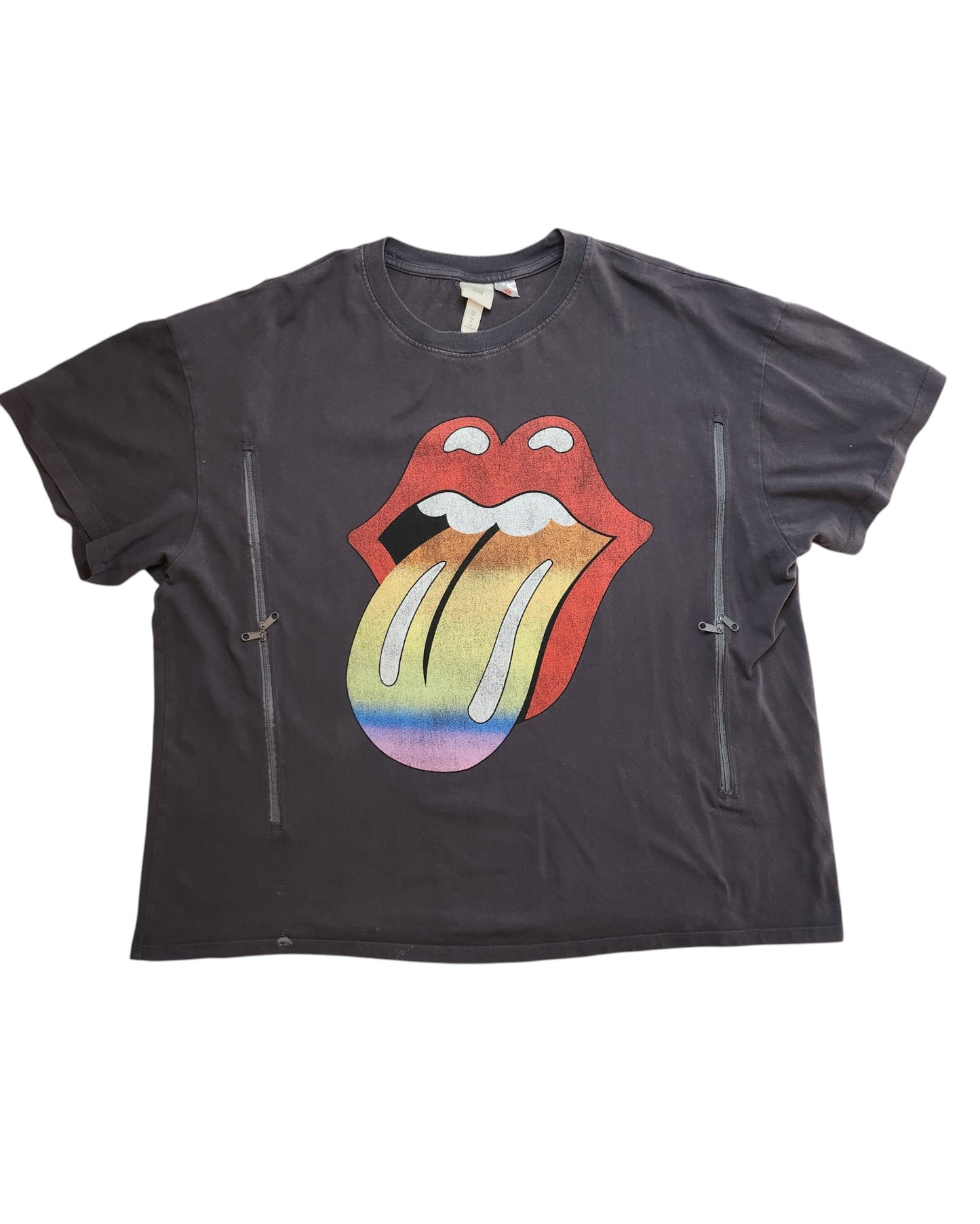 Upcycled Breastfeeding (Nursing) & Pumping Rolling Stones t-shirt XL