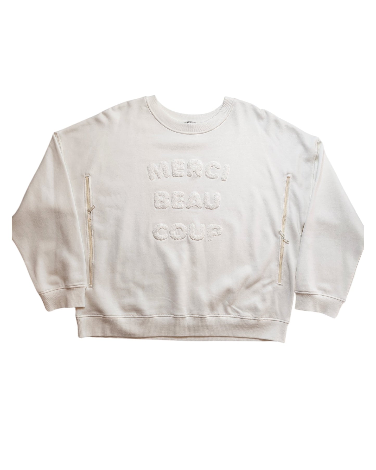 Upcycled Breastfeeding (Nursing) & Pumping Merci Sweatshirt L