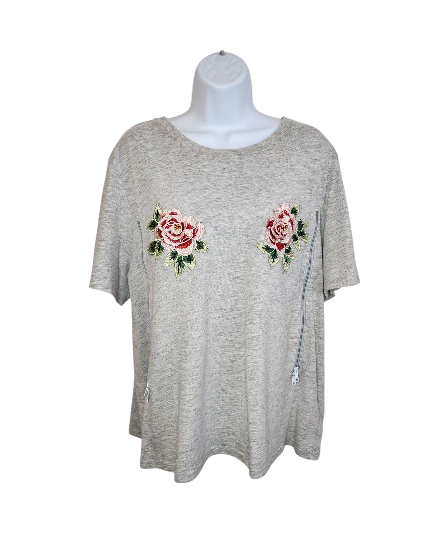 Upcycled Breastfeeding (Nursing) & Pumping Flower t-shirt L