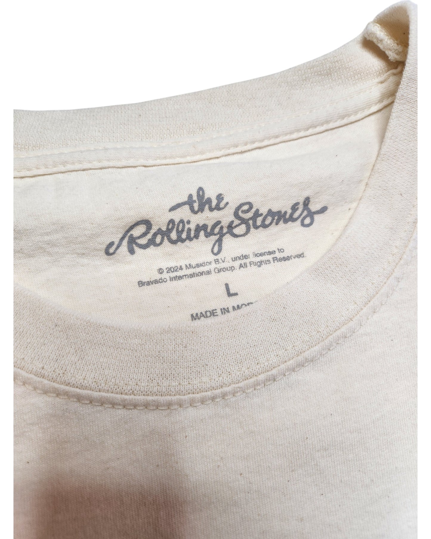Upcycled Breastfeeding (Nursing) & Pumping Rolling Stones Cream t-shirt L
