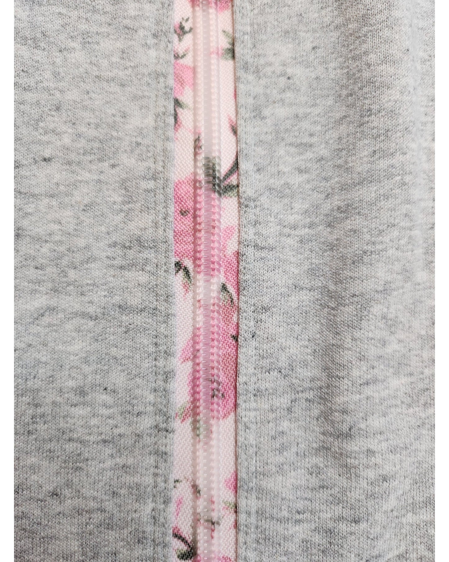 Upcycled Breastfeeding (Nursing) & Pumping Grey Floral Zip Sweatshirt M