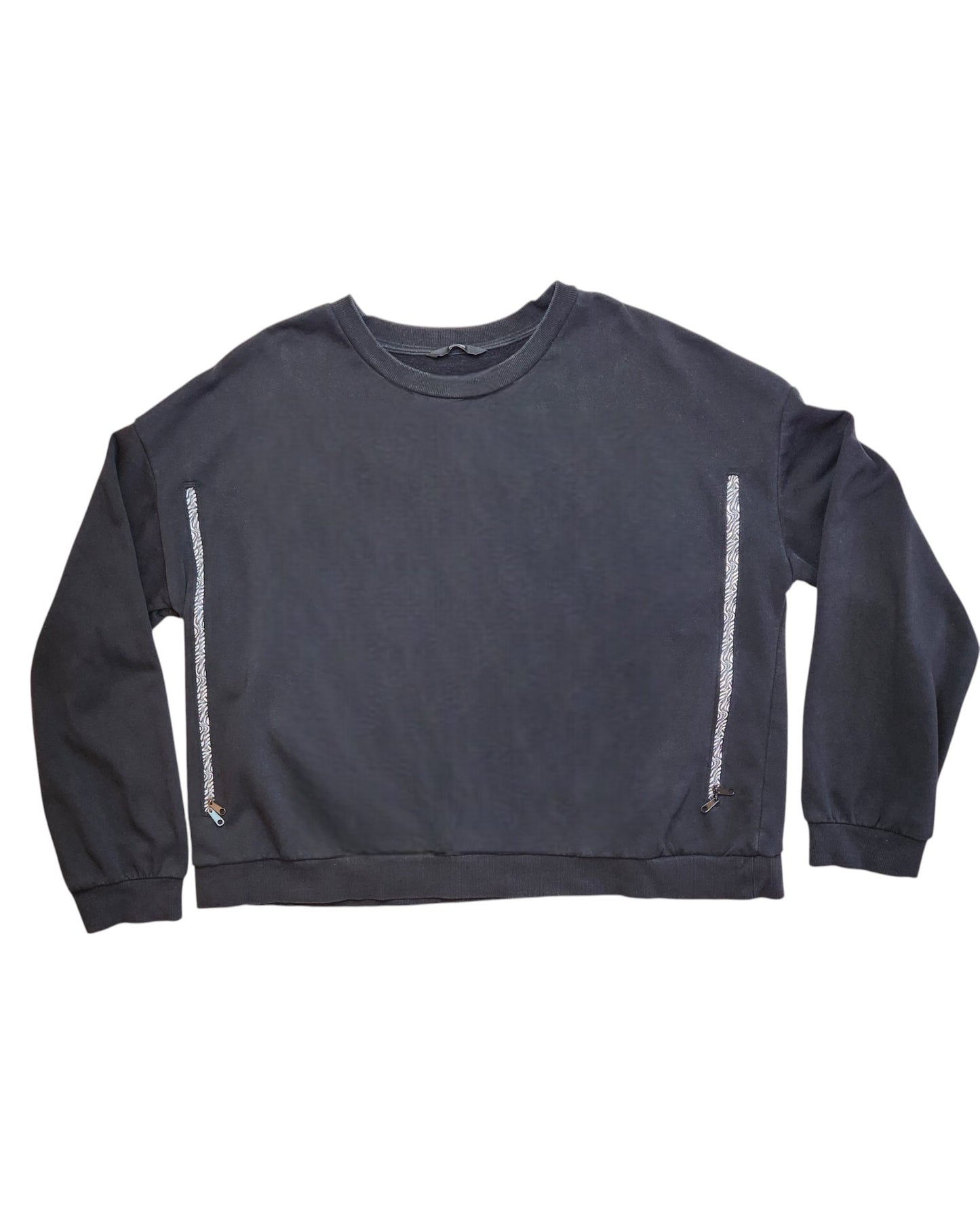 Upcycled Breastfeeding (Nursing) & Pumping Black Zebra Sweatshirt UK20/22