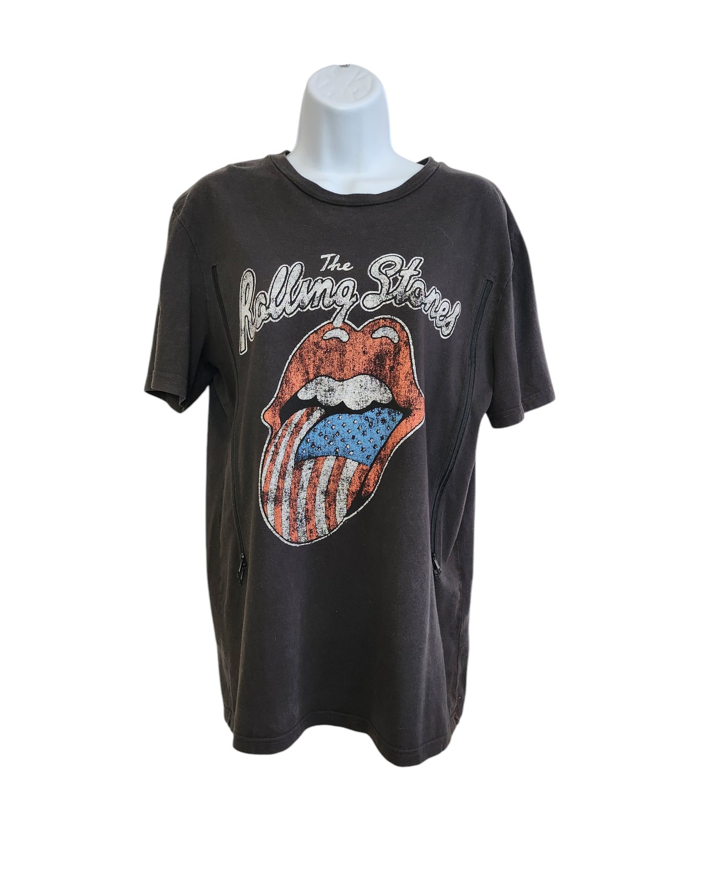Upcycled Breastfeeding (Nursing) & Pumping Rolling Stones US t-shirt M
