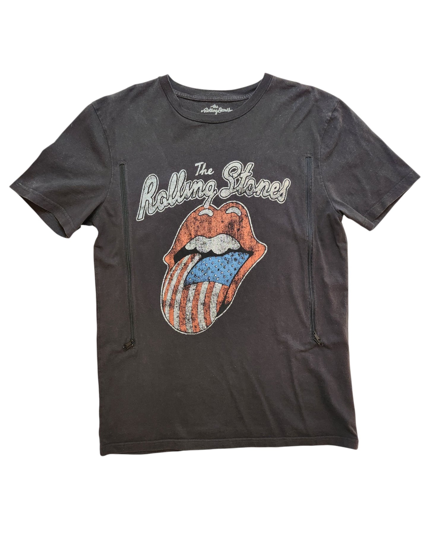 Upcycled Breastfeeding (Nursing) & Pumping Rolling Stones US t-shirt M