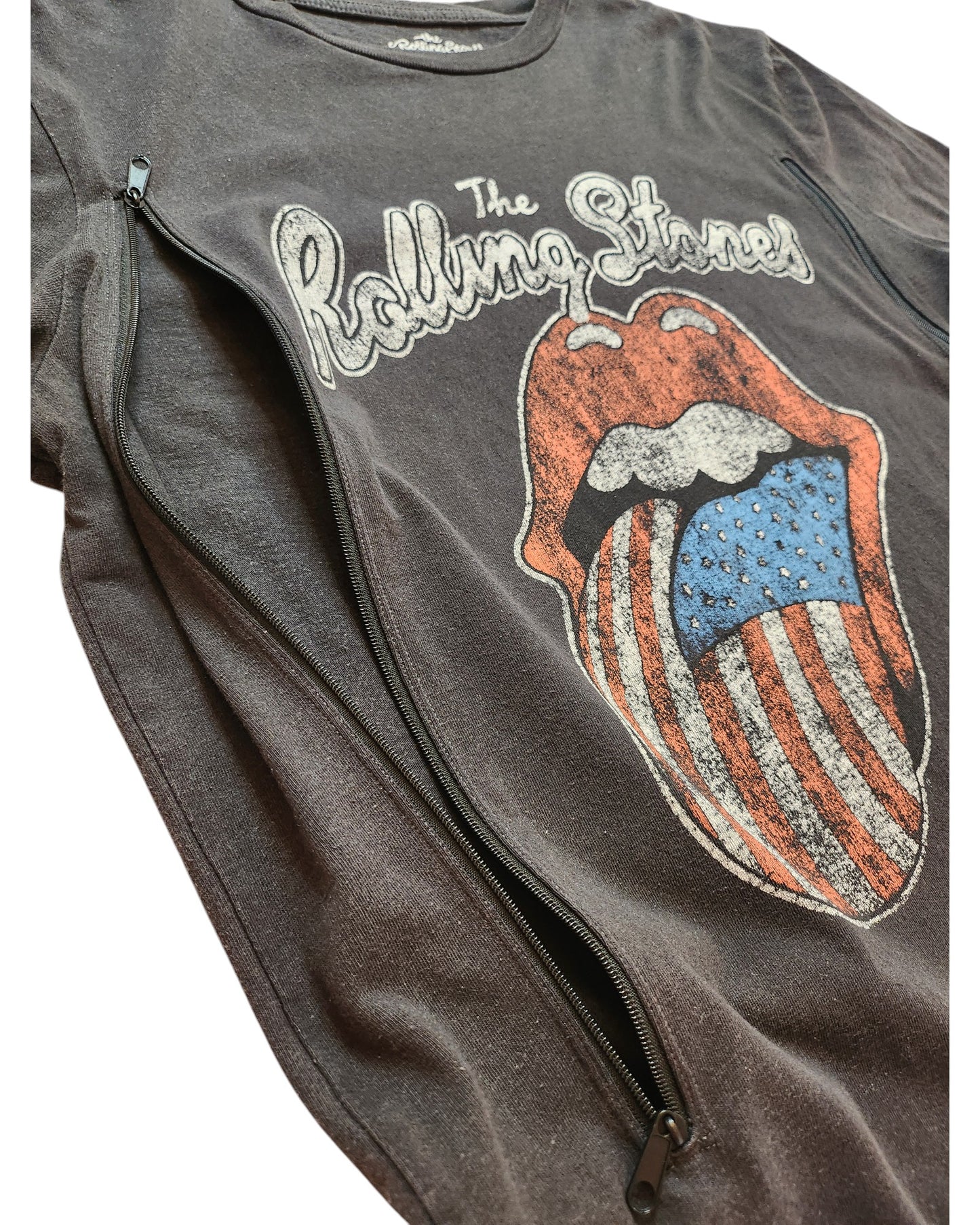 Upcycled Breastfeeding (Nursing) & Pumping Rolling Stones US t-shirt M
