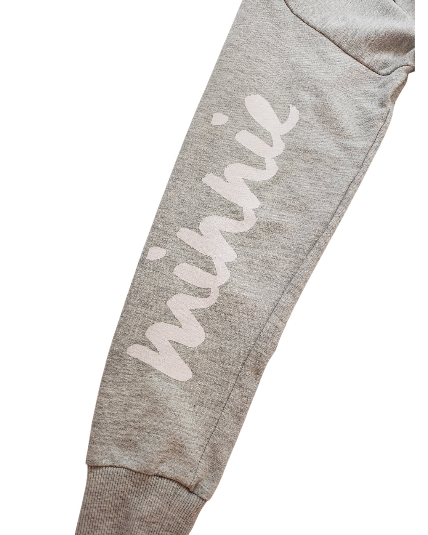 Touched Out Mamas upcycled breastfeeding and pumping Minnie & Mickey sweatshirt, UK14, features soft grey fabric with minnie in white cursive on a sleeve and is finished with a ribbed cuff for added nostalgia.