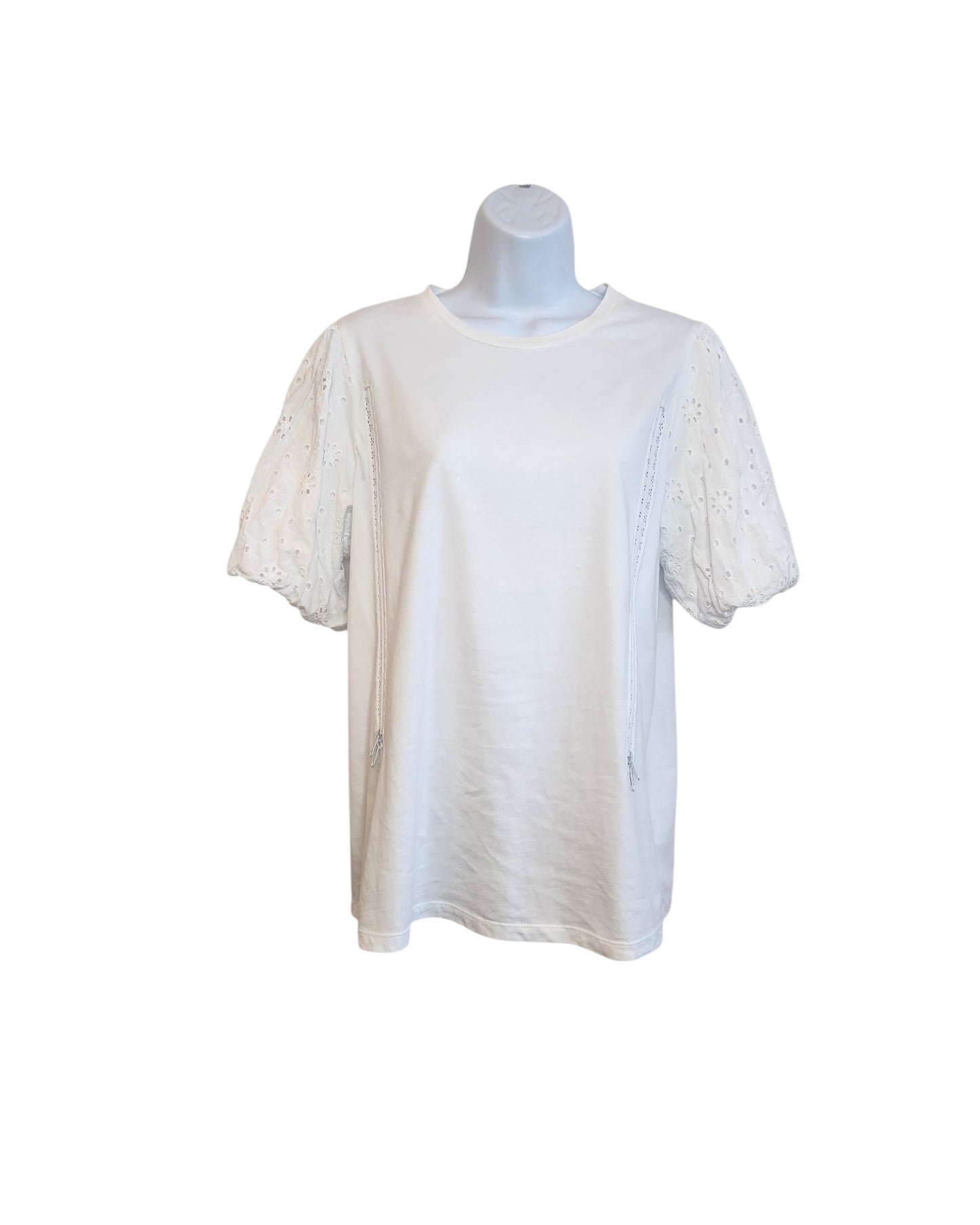 Upcycled Breastfeeding (Nursing) & Pumping Plain White Puff Sleeve t-shirt UK14