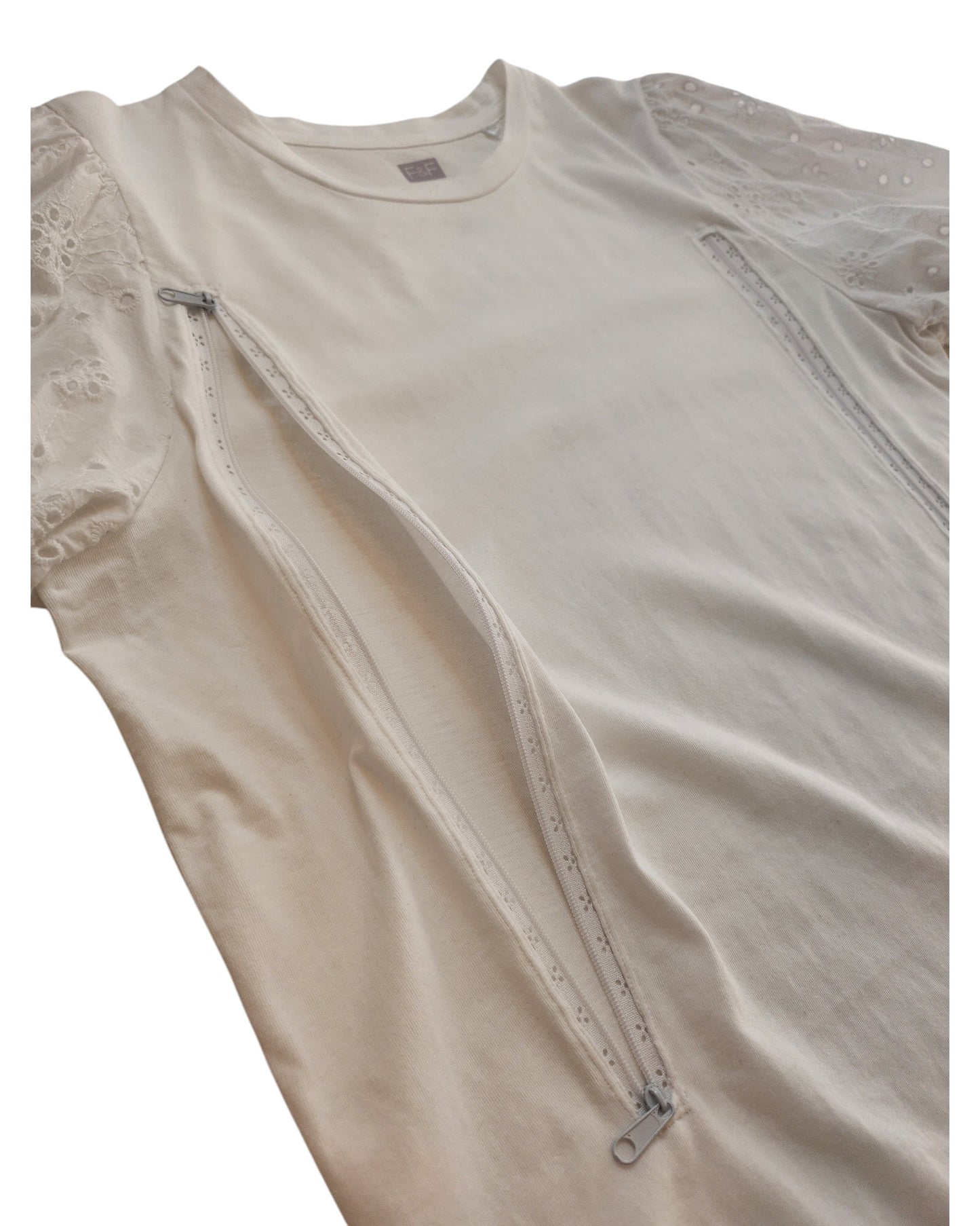 Upcycled Breastfeeding (Nursing) & Pumping Plain White Puff Sleeve t-shirt UK14