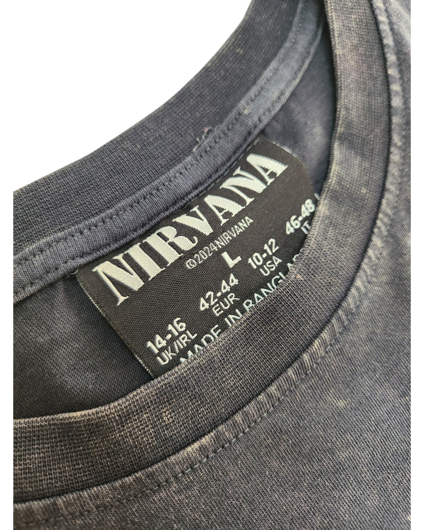 Upcycled Breastfeeding (Nursing) & Pumping Grey/Turquoise Nirvana Band t-shirt L (UK14/16)