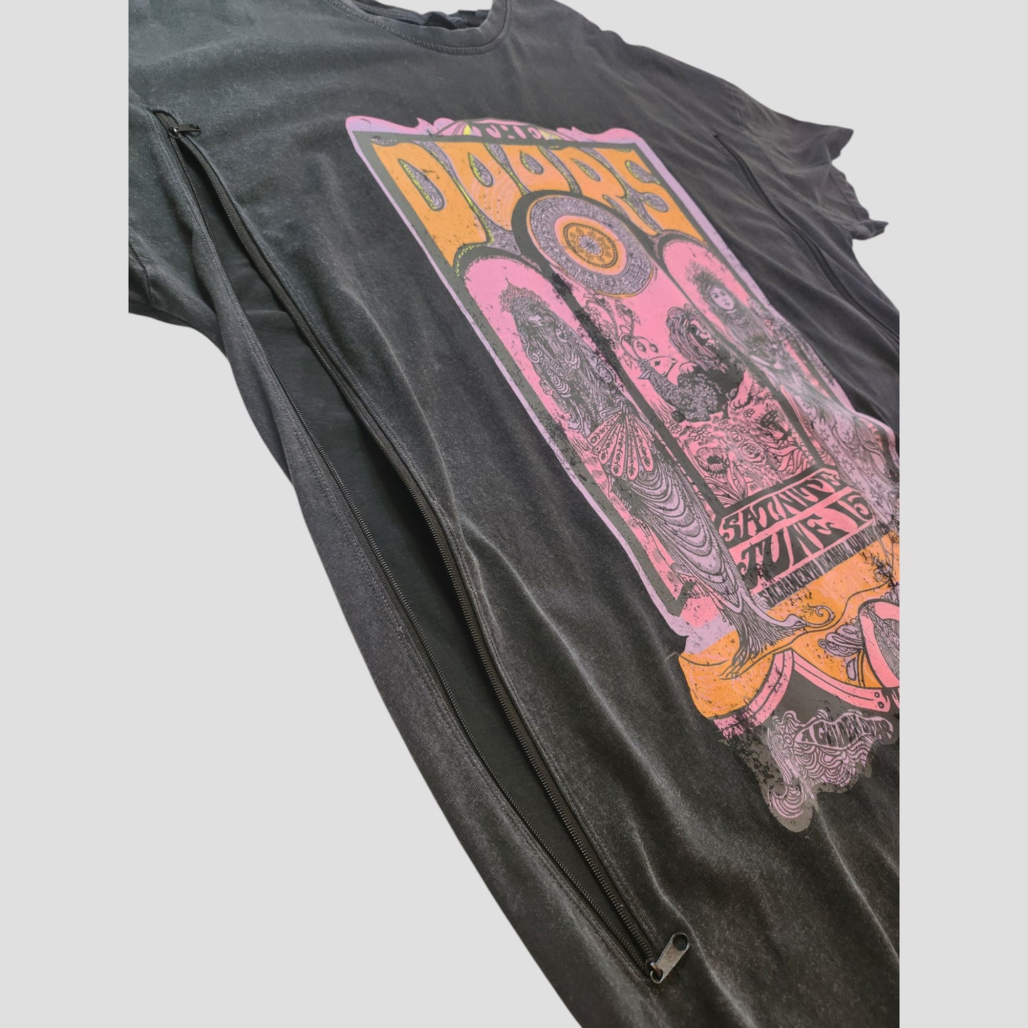 Upcycled Breastfeeding (Nursing) & Pumping The Doors Band t-shirt dress L (UK14/16)