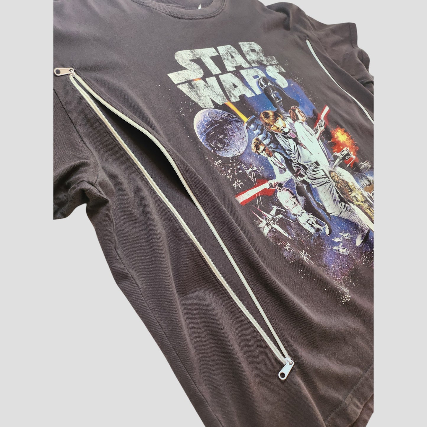 Upcycled Breastfeeding (Nursing) & Pumping Grey Star Wars t-shirt XL