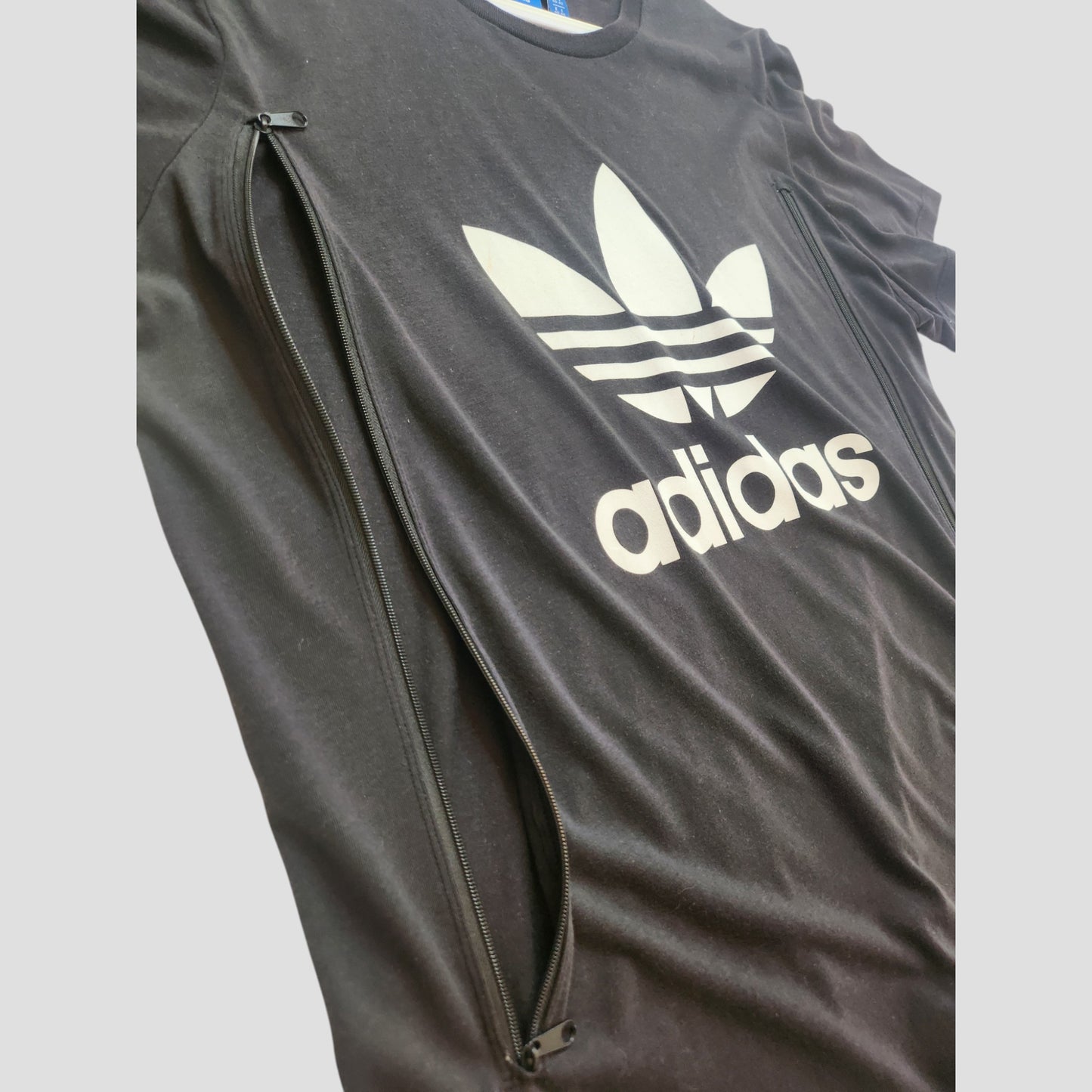 Upcycled Breastfeeding (Nursing) & Pumping Black/White Adidas t-shirt UK14