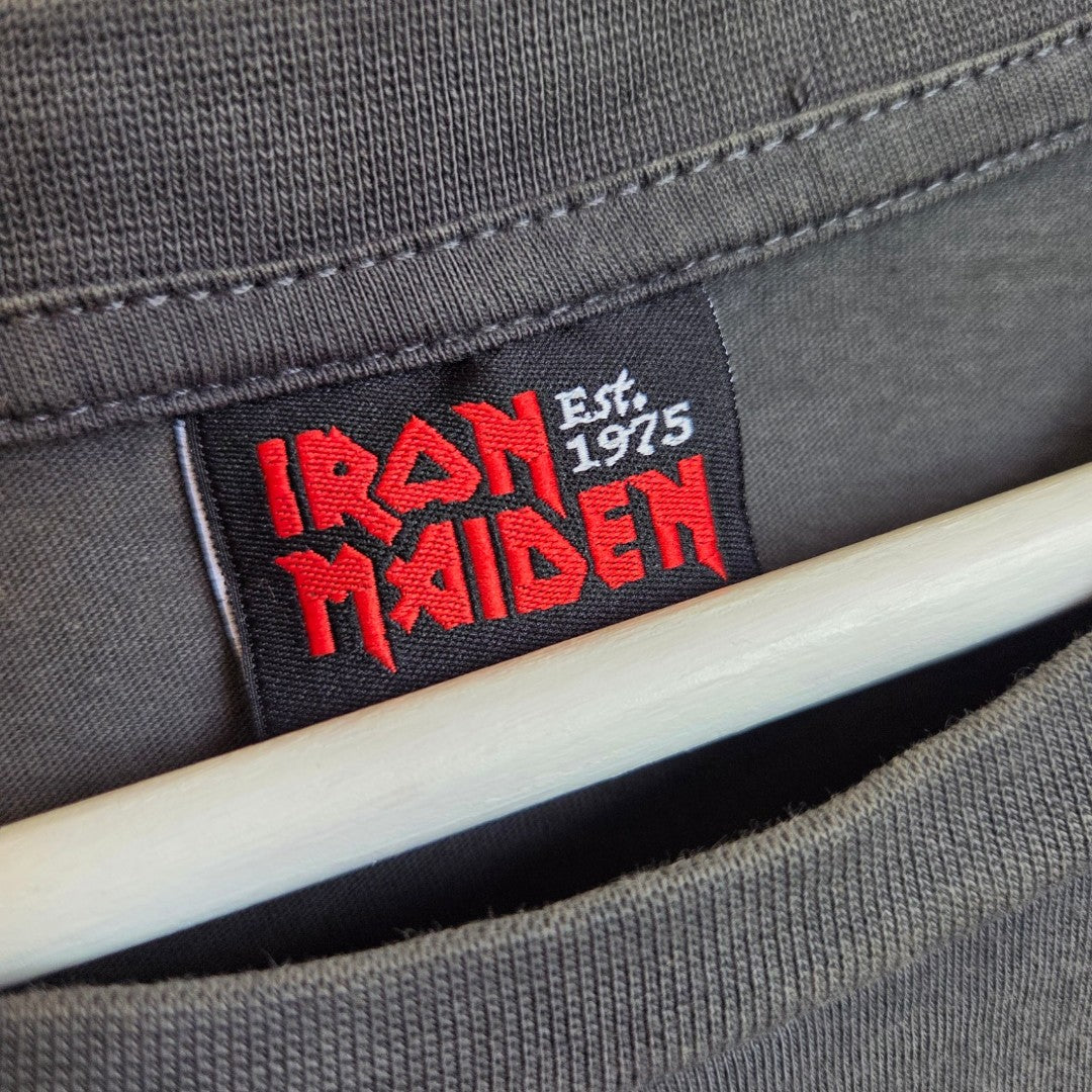 Upcycled Breastfeeding (Nursing) & Pumping Grey Iron Maiden Band t-shirt UK12 (100530)