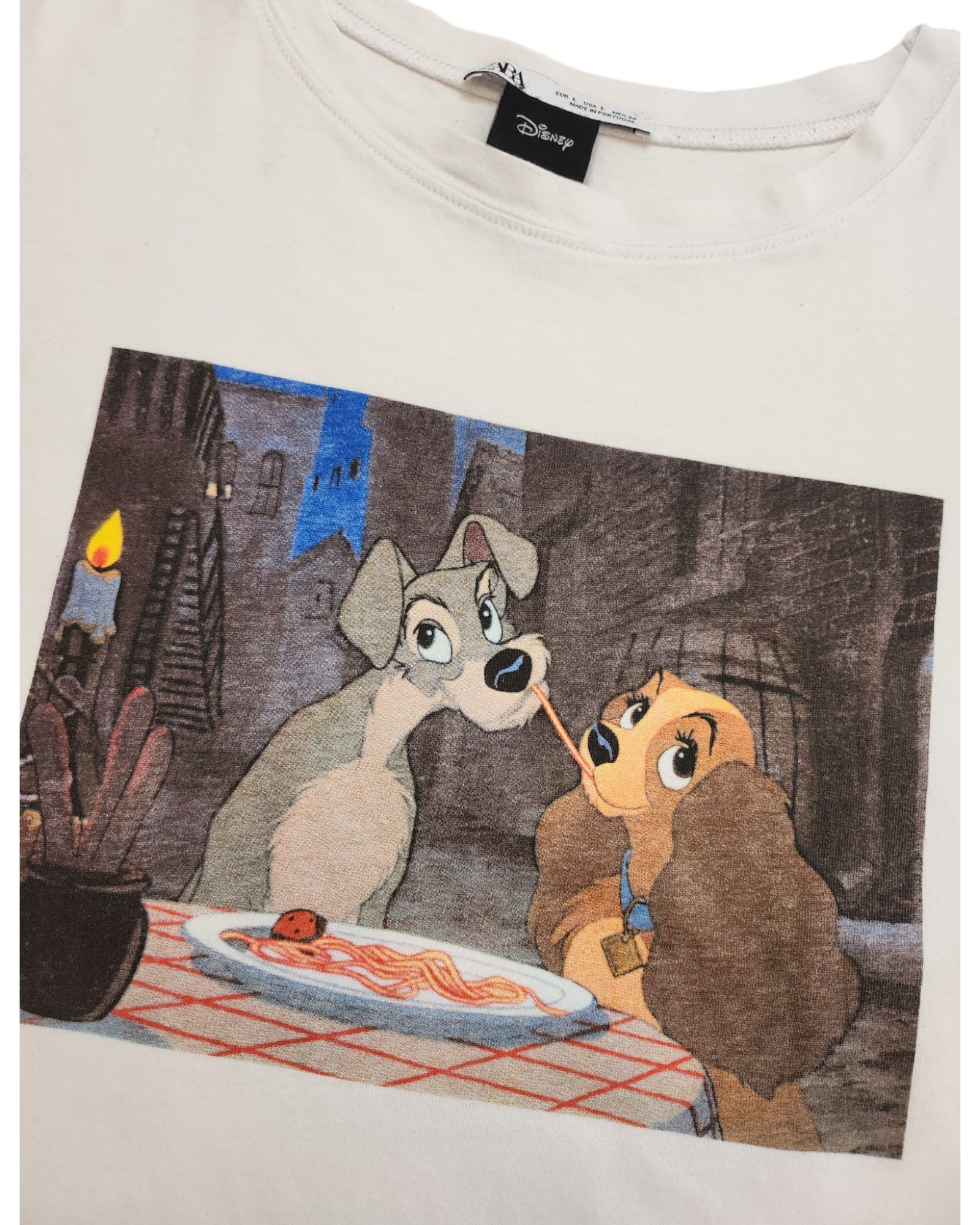 Upcycled Lady & The Tramp t-shirt L