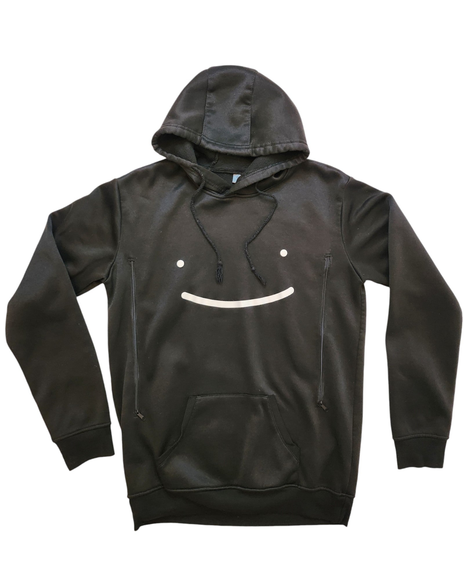 Upcycled Smile Black Hoodie L