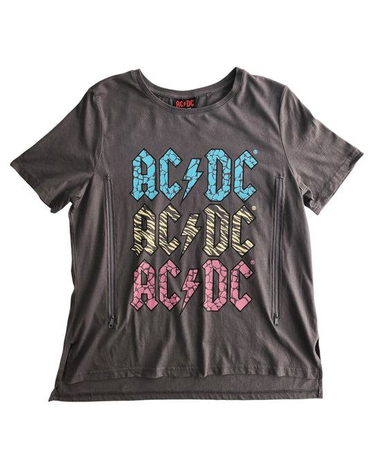 Upcycled Breastfeeding AC DC t-shirt L