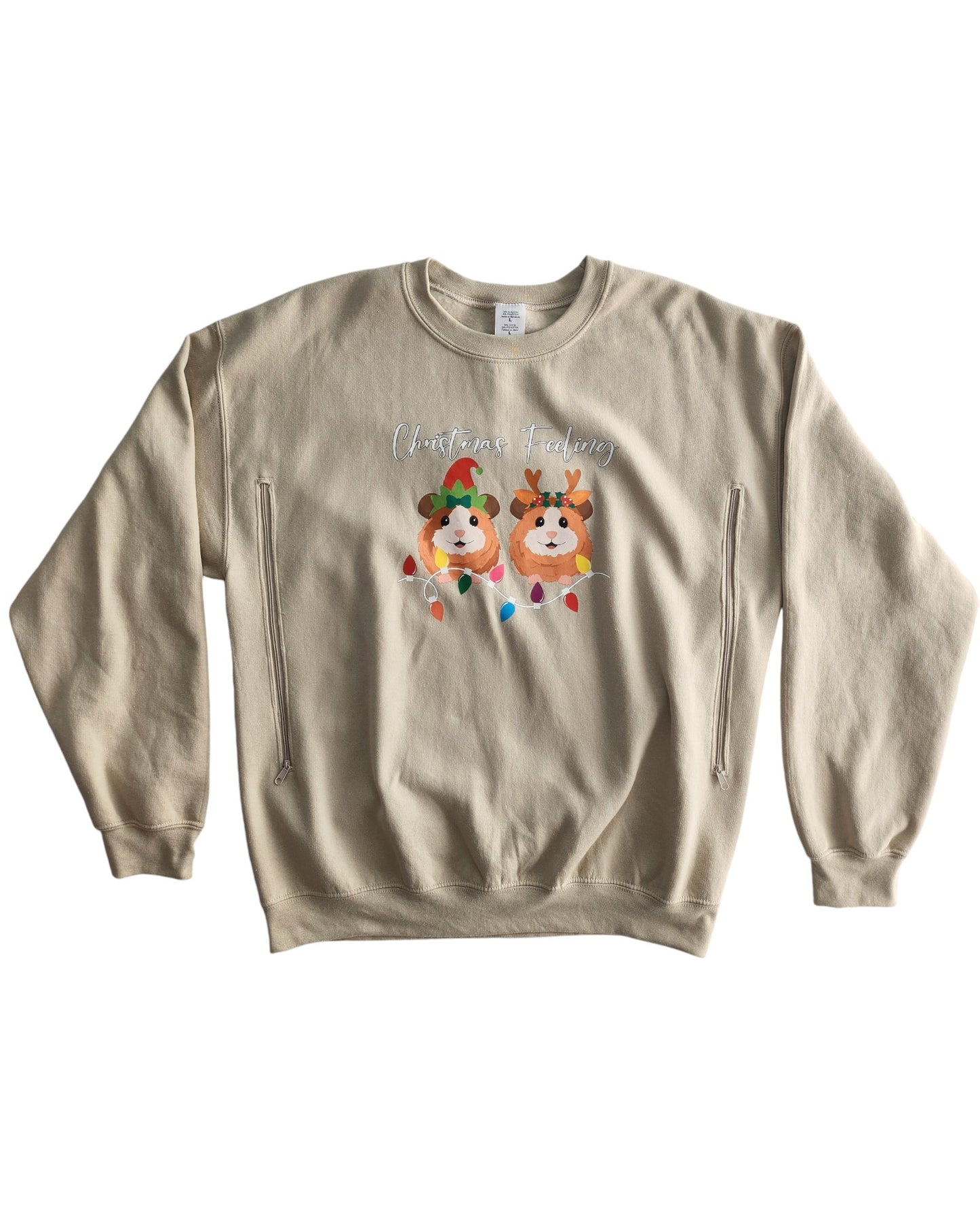 Upcycled Breastfeeding Christmas Hamster Sweatshirt L