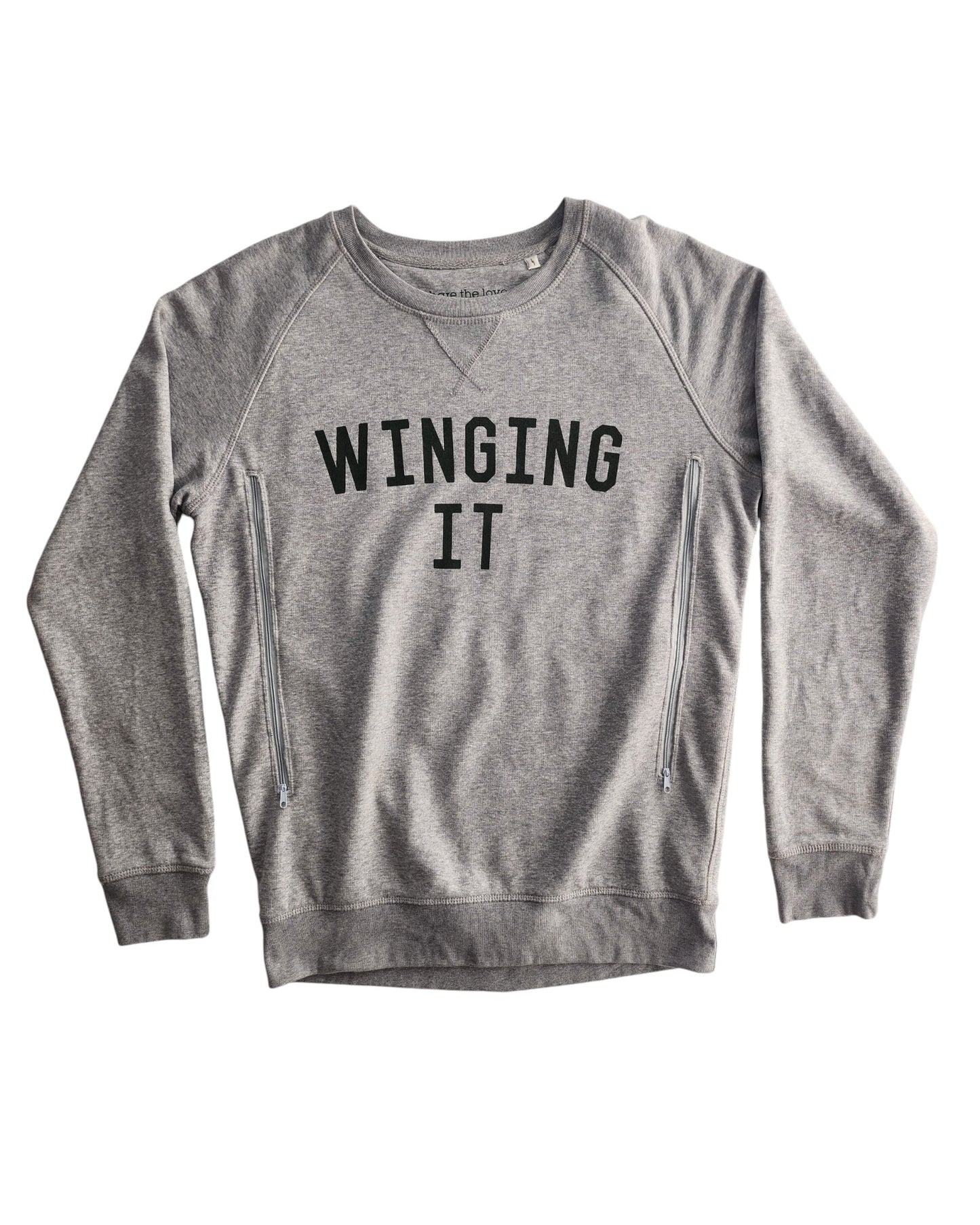 Upcycled Breastfeeding Winging It Sweatshirt L