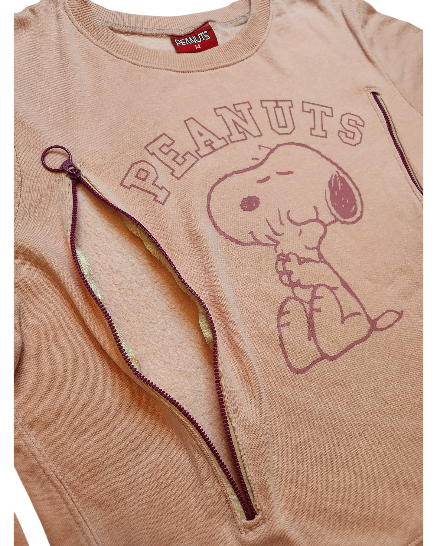 Upcycled Breastfeeding Peanuts Sweatshirt UK14