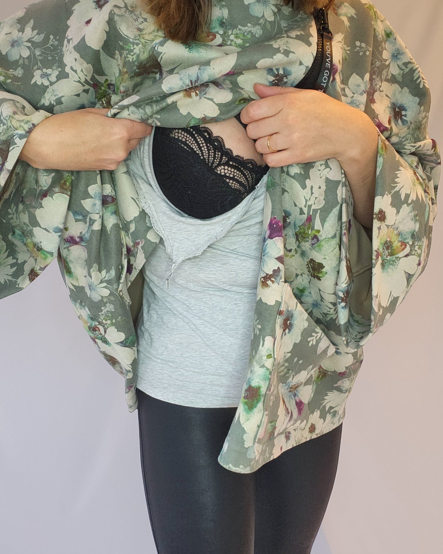 You've Got This! Floral Kimono Jacket for maternity, breastfeeding (nursing), and pumping.