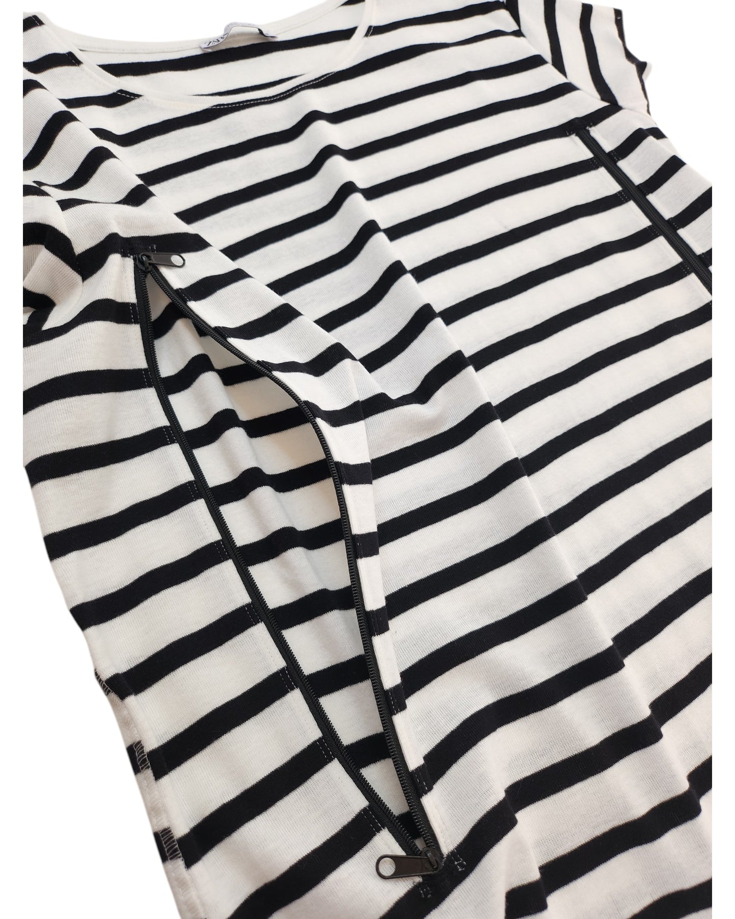 Upcycled Breastfeeding (Nursing) & Pumping Striped t-shirt XL