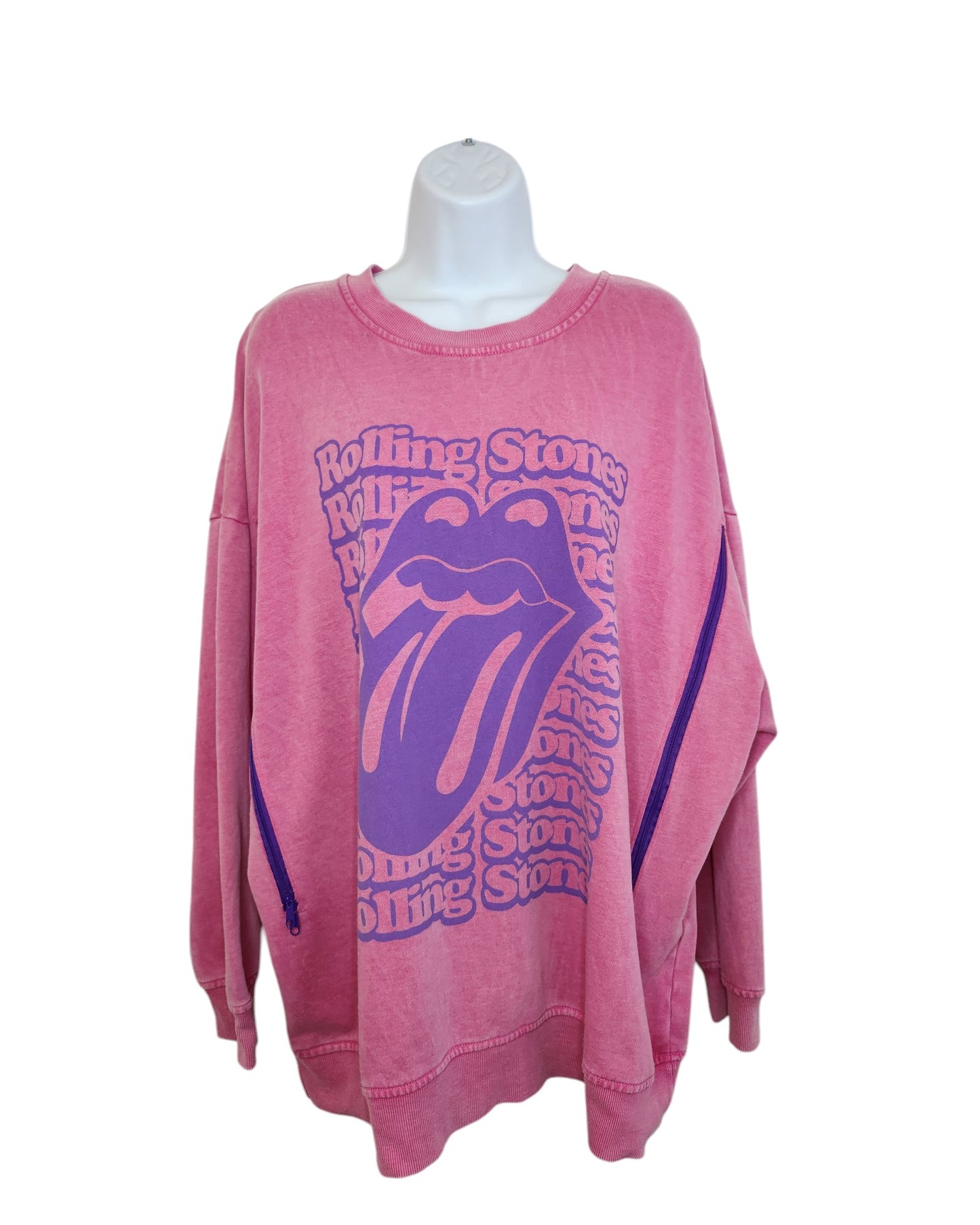 Upcycled Breastfeeding (Nursing) & Pumping Rolling Stones Sweatshirt L