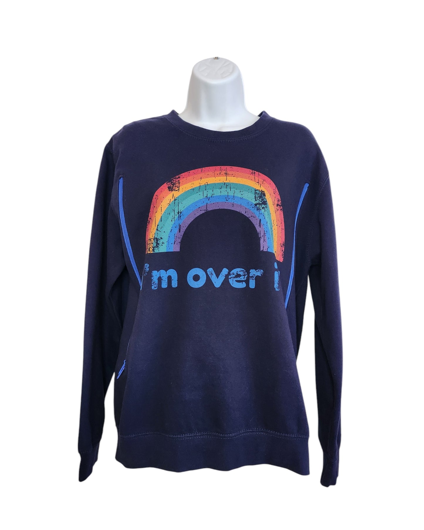 Upcycled Breastfeeding (Nursing) & Pumping Rainbow Sweatshirt M