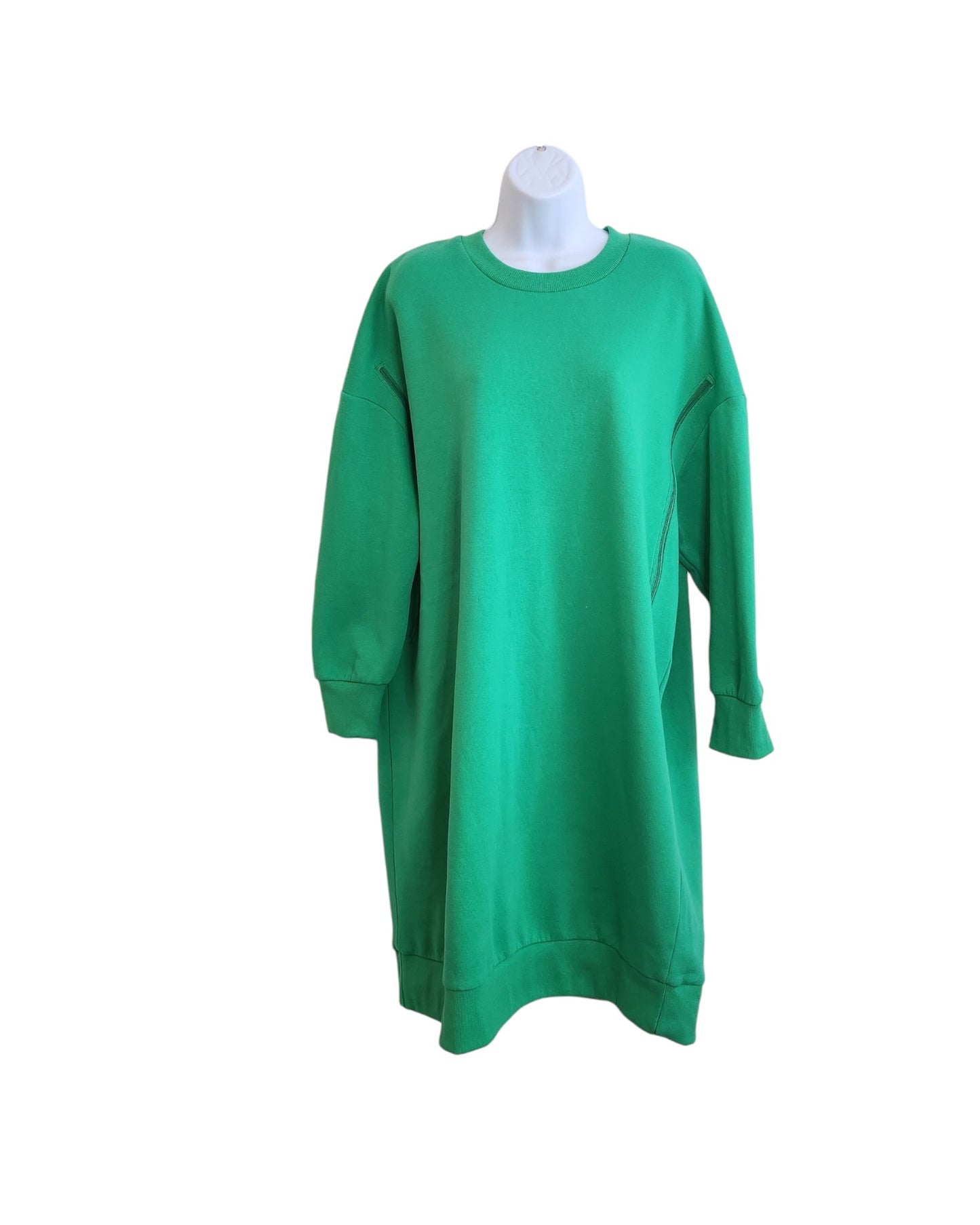 Upcycled Breastfeeding (Nursing) & Pumping Green Sweatshirt dress UK12