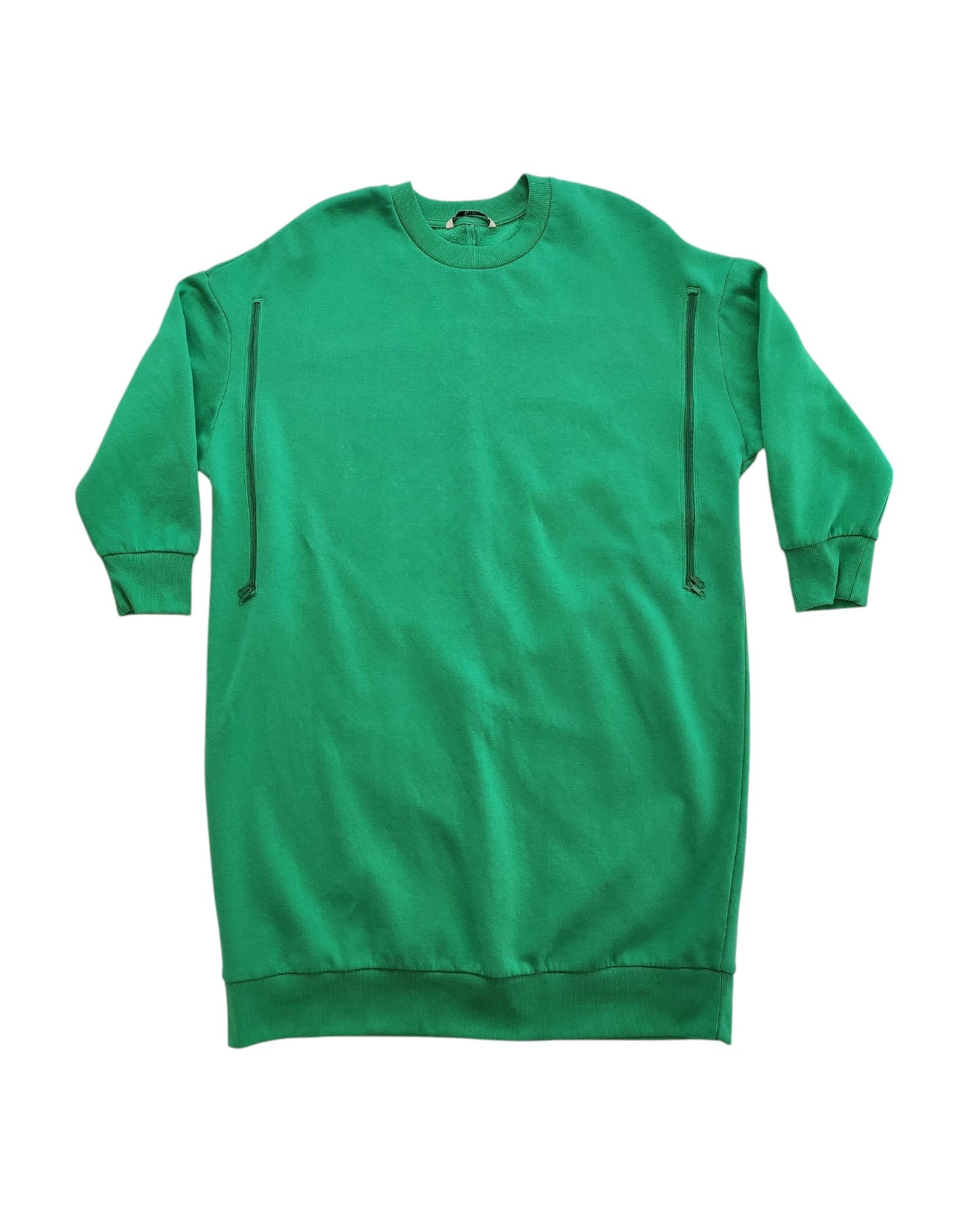 Upcycled Breastfeeding (Nursing) & Pumping Green Sweatshirt dress UK12