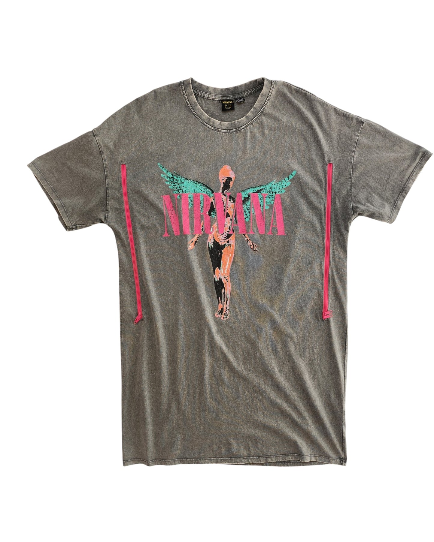 Upcycled Breastfeeding (Nursing) & Pumping Nirvana Band t-shirt dress S (UK10/12)