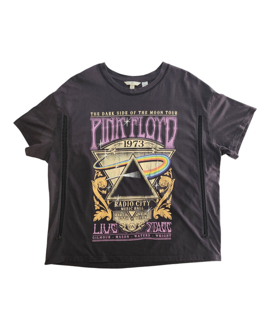 Upcycled Breastfeeding (Nursing) & Pumping Dark Grey Rainbow Pink Floyd Band t-shirt XL