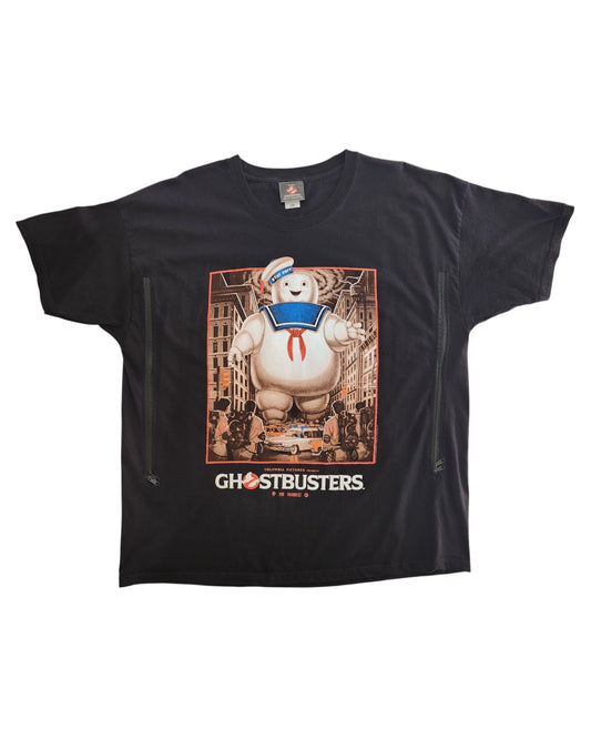 Upcycled XXL Ghostbusters Breastfeeding & Pumping T-shirt featuring Stay Puft Marshmallow Man and logo graphic. Made from upcycled clothing by Ghostbusters.