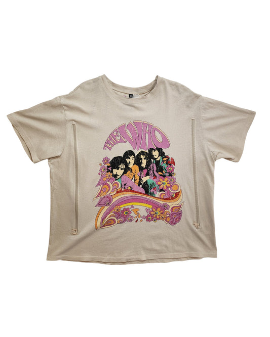 The H&M Upcycled Breastfeeding & Pumping Beige The Who Band t-shirt (size L) features a vibrant, vintage-inspired graphic—ideal for eco-conscious music fans seeking both style and functionality.