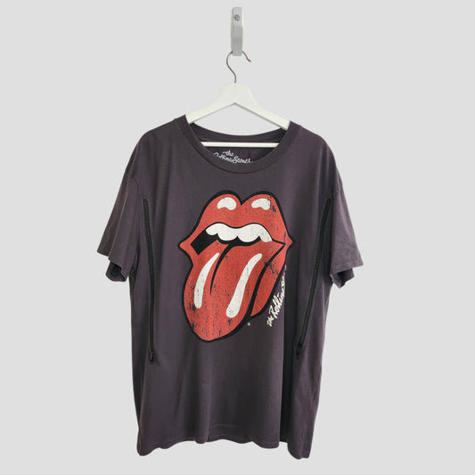 Upcycled Breastfeeding (Nursing) & Pumping Grey/Red The Rolling Stones Band t-shirt L