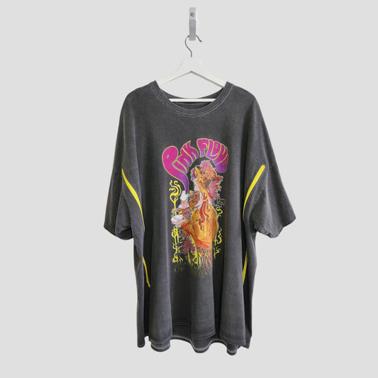 Upcycled Breastfeeding (Nursing) & Pumping Washed Out Grey/Pink Pink Floyd Band t-shirt UK24/26