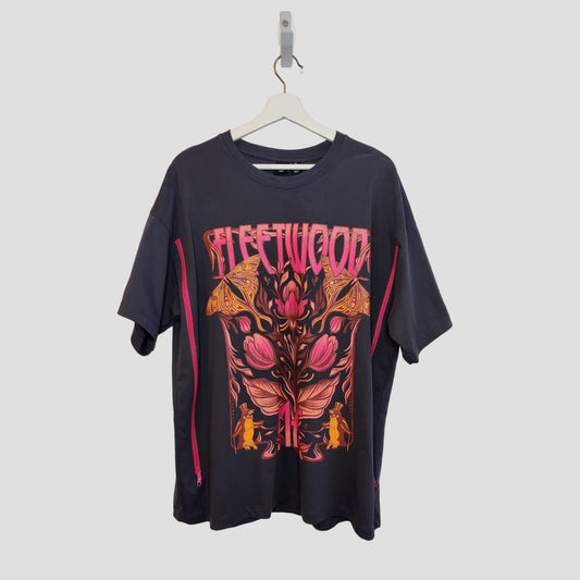 Upcycled Breastfeeding (Nursing) & Pumping Dark Grey Fleetwood Mac Floral t-shirt M (UK12/14) (100106)