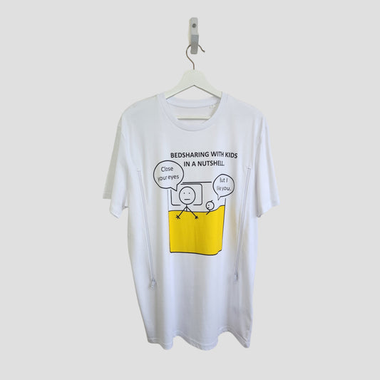 Upcycled Breastfeeding (Nursing) & Pumping Funny Bedsharing t-shirt S, M, L & XL