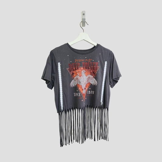 Upcycled Breastfeeding (Nursing) & Pumping Grey Festival Fringe t-shirt M (UK12/14)