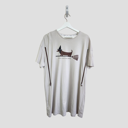 Upcycled Breastfeeding (Nursing) & Pumping Witch Dog t-shirt Nightdress L