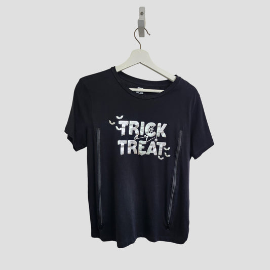 Upcycled Breastfeeding (Nursing) & Pumping Halloween Trick or Treat t-shirt UK14