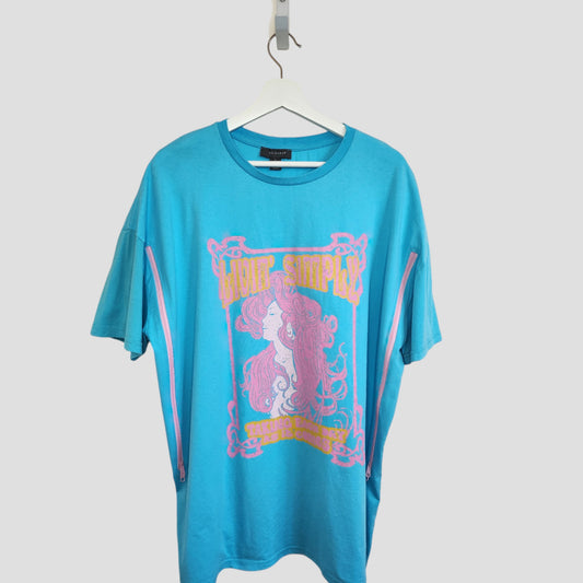 Upcycled Breastfeeding (Nursing) & Pumping Turquoise/Pink Girl t-shirt L (UK14/16) (100315)