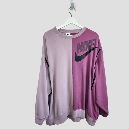 Upcycled Breastfeeding (Nursing) & Pumping Purple Nike Tick Batwing Oversized Sweatshirt M (100282)