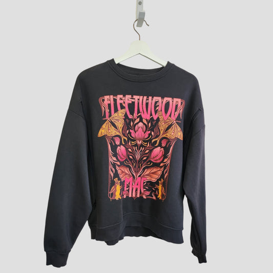 Upcycled Breastfeeding (Nursing) & Pumping Dark Grey Fleetwood Mac Floral Band Sweatshirt S (UK10/12) (100122)