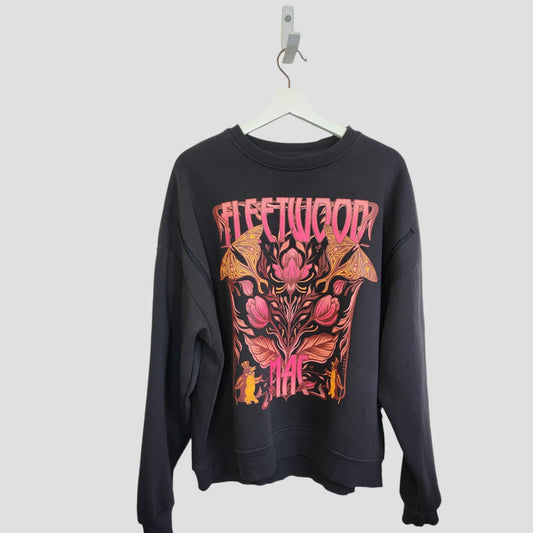 Upcycled Breastfeeding (Nursing) & Pumping Dark Grey Fleetwood Mac Floral Band Sweatshirt M (UK12/14) (100021)