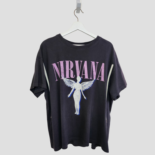 Upcycled Breastfeeding (Nursing) & Pumping Grey Angel Nirvana Band t-shirt XL (100309)