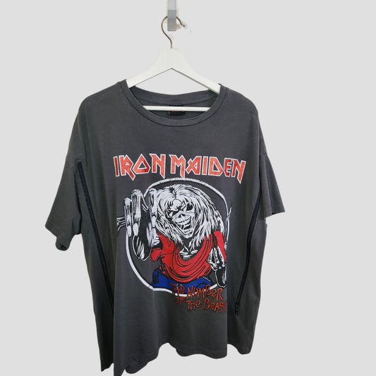 Upcycled Breastfeeding (Nursing) & Pumping Iron Maiden Band t-shirt UK20 (100340)