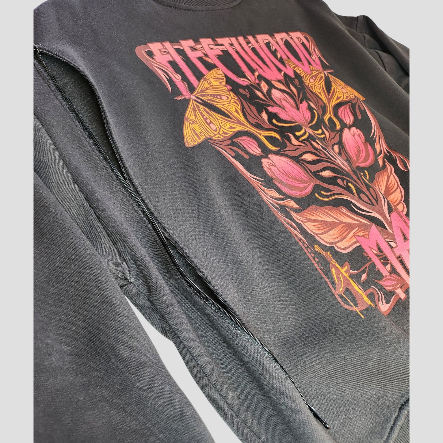 Upcycled Breastfeeding (Nursing) & Pumping Dark Grey Fleetwood Mac Floral Band Sweatshirt S (UK10/12) (100122)